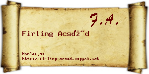 Firling Acsád névjegykártya